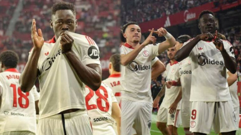 Akor Adams inspires Sevilla to a 2–1 victory over Atletico Madrid, easing relegation fears
